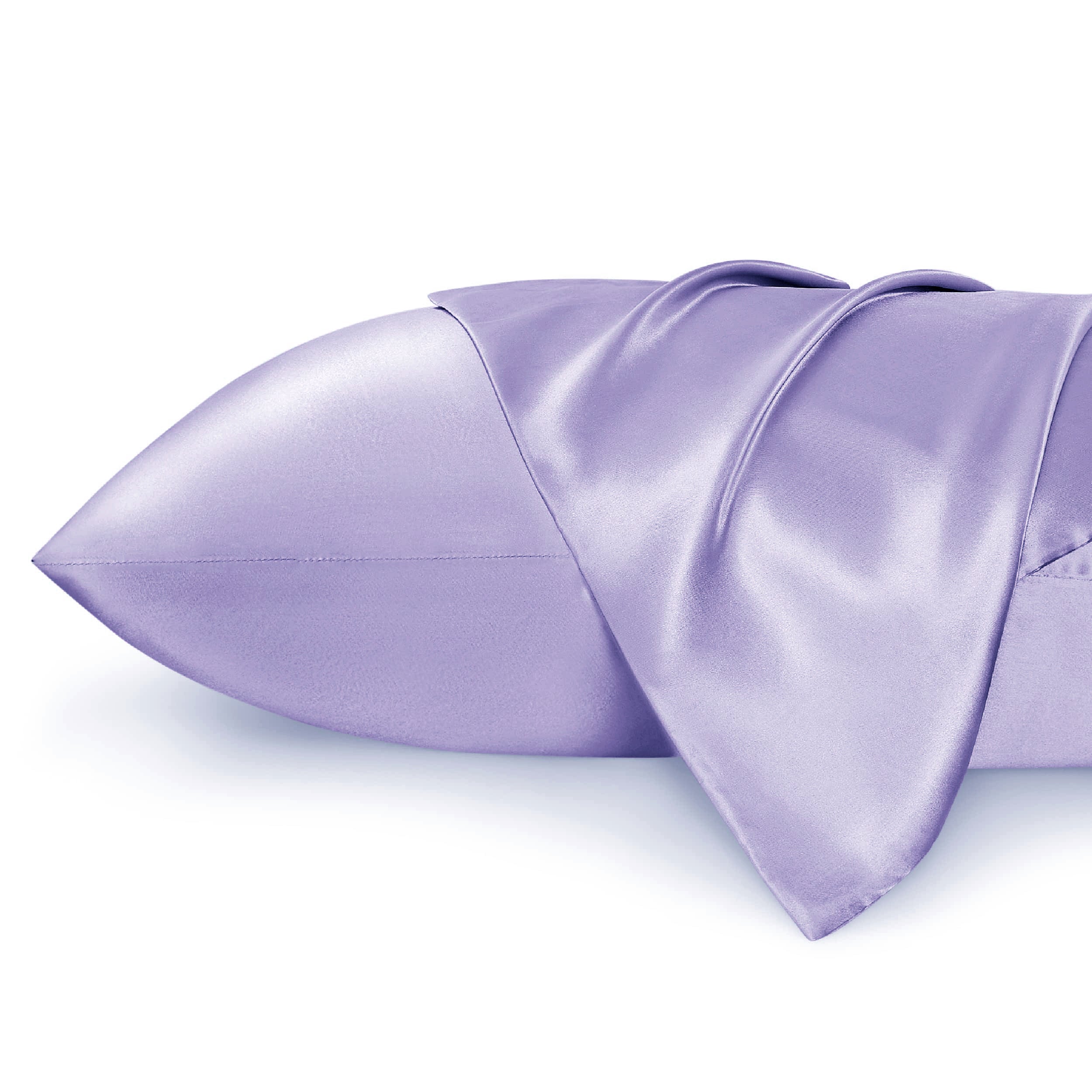 2pcs 20x30 Inches Lavender Satin Silk Pillowcase Set Soft and Breathable