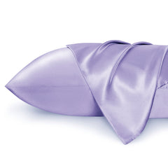 2pcs 20x30 Inches Lavender Satin Silk Pillowcase Set Soft and Breathable