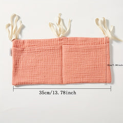 Red Double Layer Cotton Baby Bed Side Storage Bag