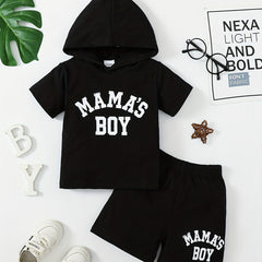 2pc Boys Teen Casual Mama' Boy Hooded T shirt & Shorts Set