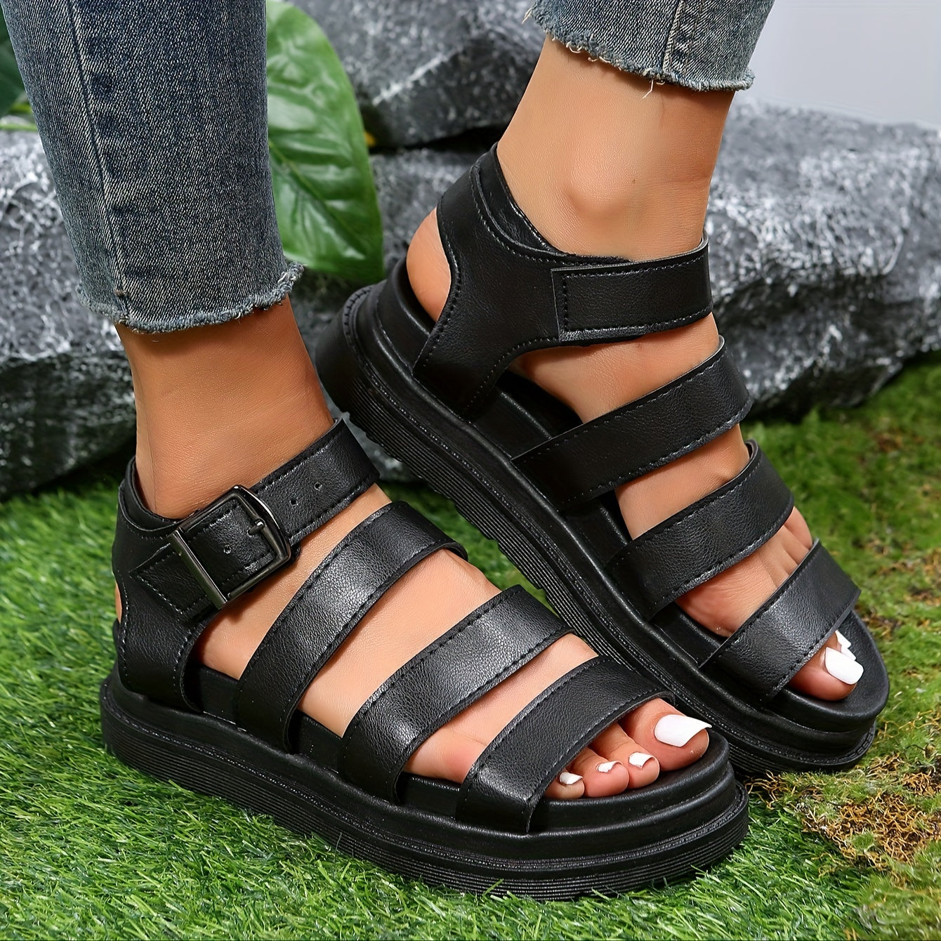 Women's Platform Sandals Ankle Strap Casual Punk Sandals