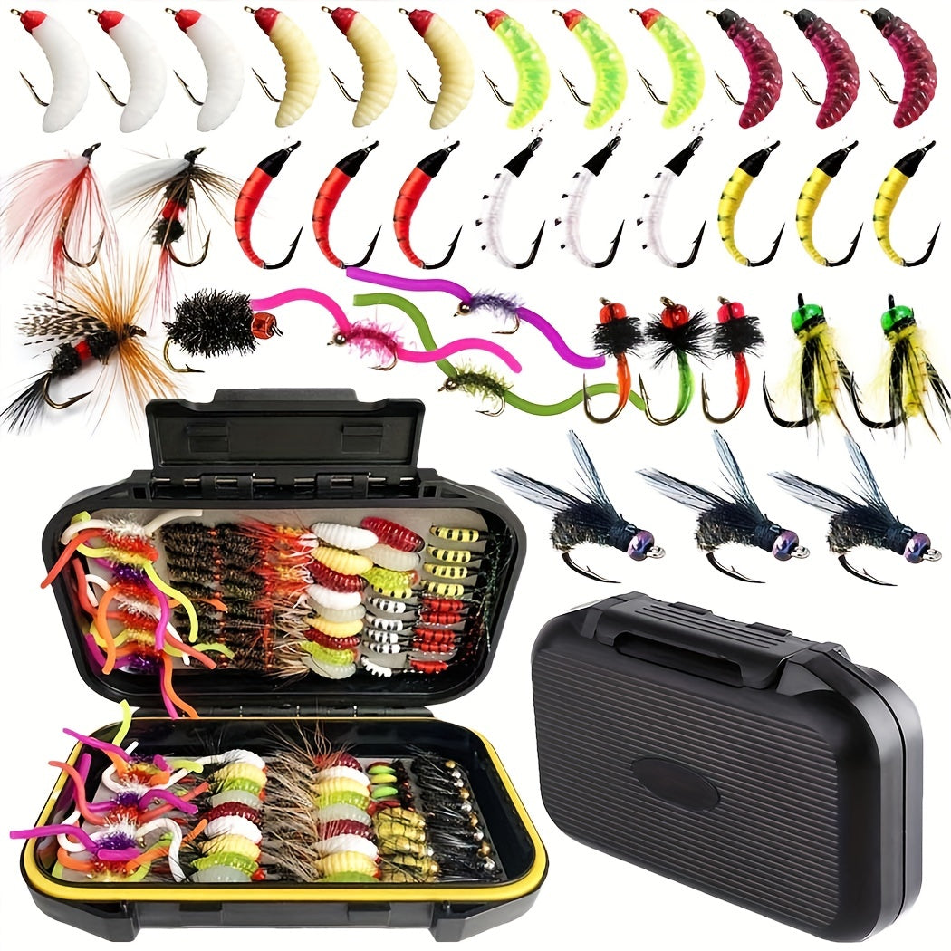 102Pcs Fly Fishing Flies Barbed Hooks Set for Trout Salmon Steelhead Grayling