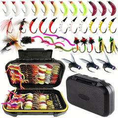 102Pcs Fly Fishing Flies Barbed Hooks Set for Trout Salmon Steelhead Grayling