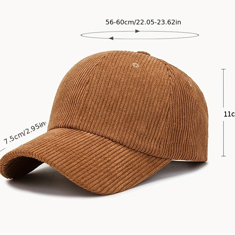 Men's Corduroy Hat Spring Autumn Velvet Baseball Cap Sun Visor Hat