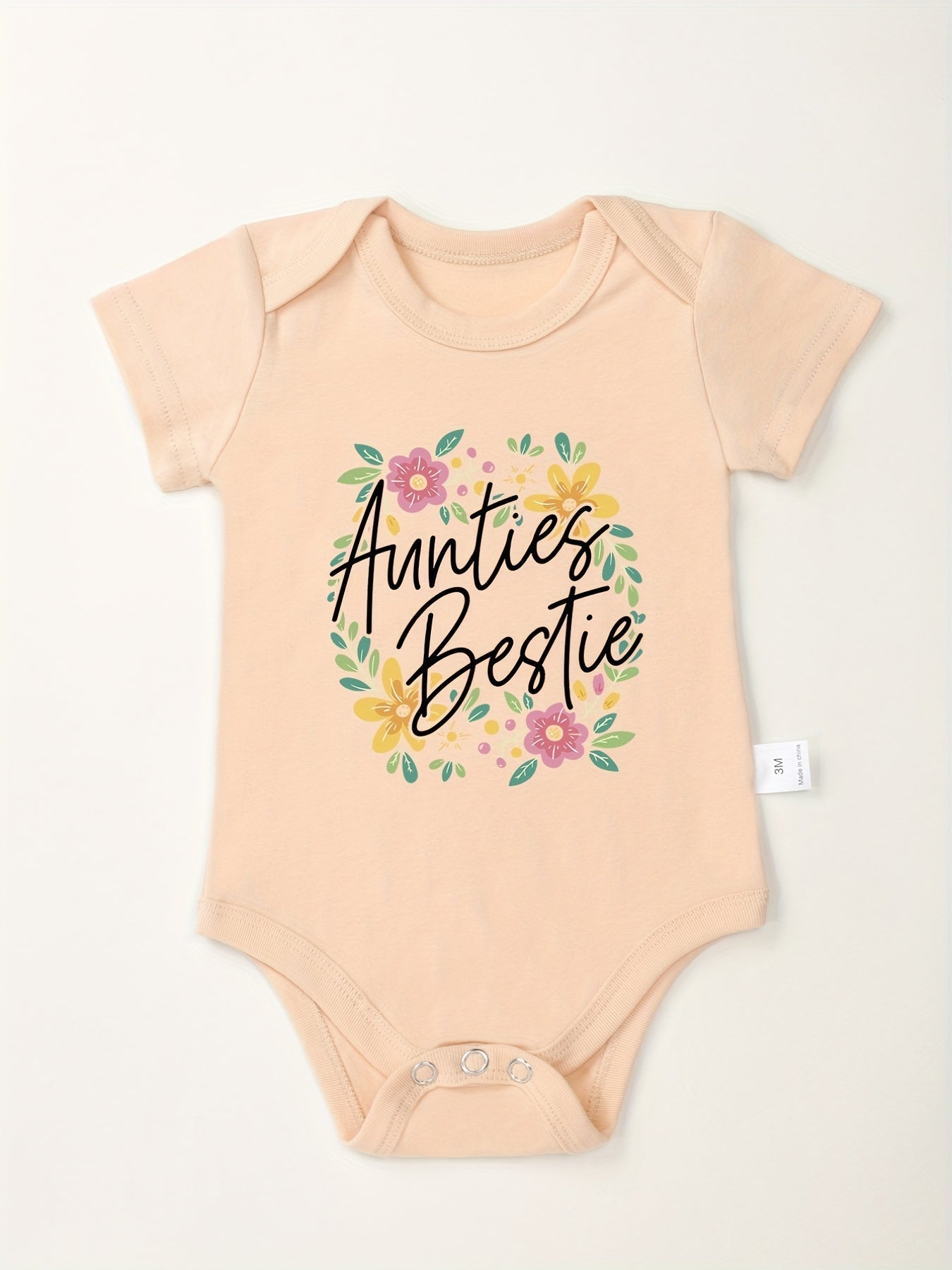 Floral Pattern Cotton Baby Onesie Soft Round Neck Romper