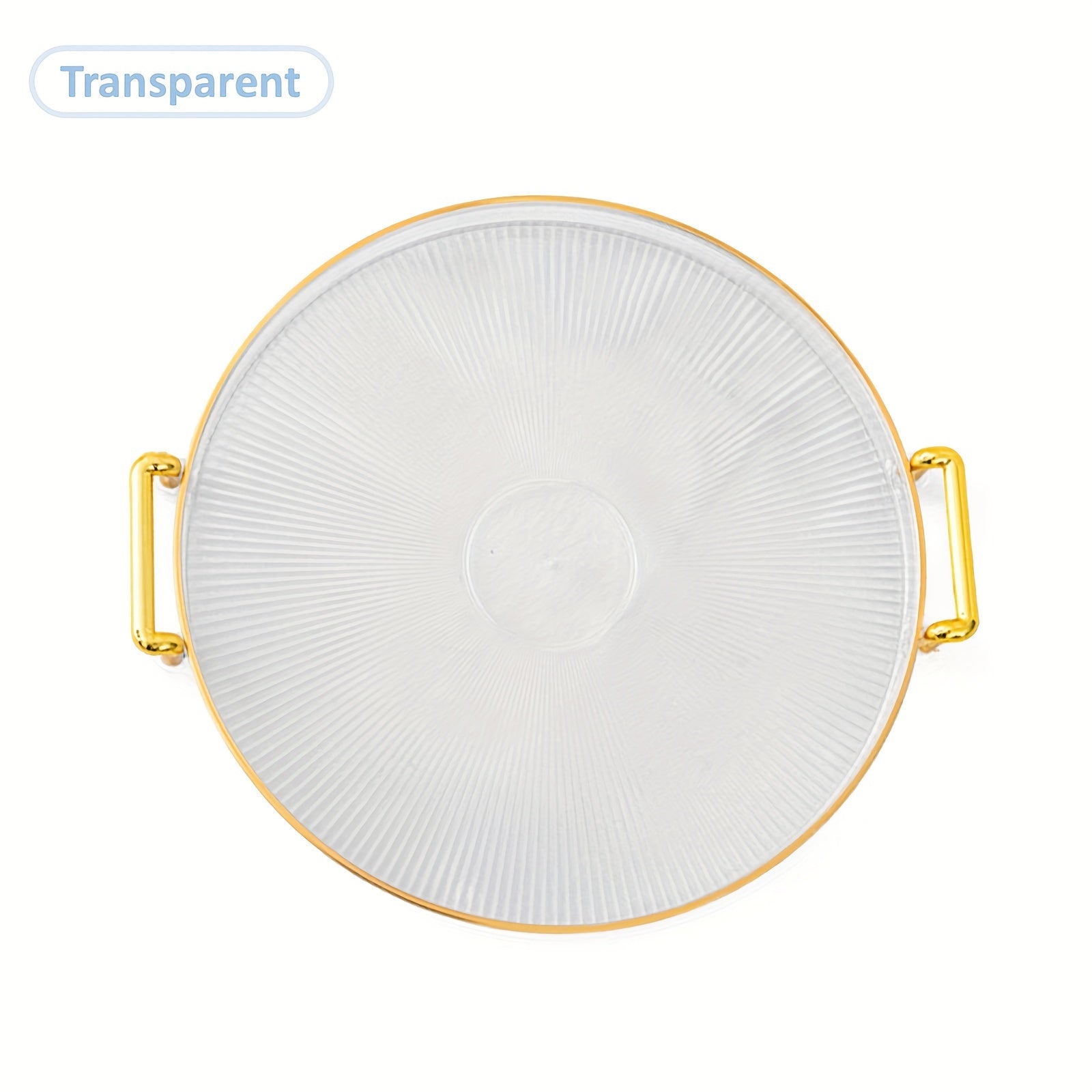 Modern Decorative Serving Tray With Handles, Transparent Plastic Round Circle