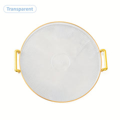 Modern Decorative Serving Tray With Handles, Transparent Plastic Round Circle