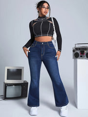 Button Fly High Rise Flared Leg Jeans