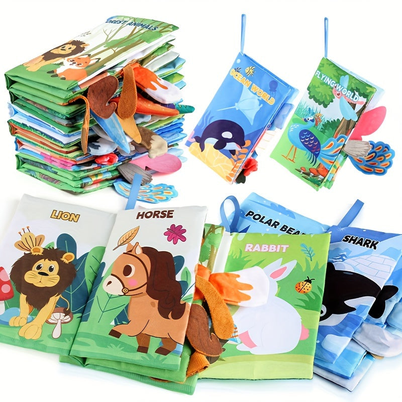 Baby Animal Tail Cloth Book - Forest & Ocean - Educational Puzzle Cloth Book