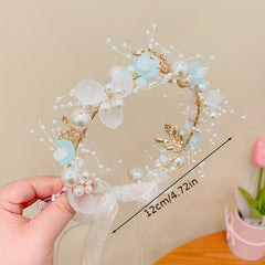 Pearl Flowers Wreath Hair Hoop Headband For Girls