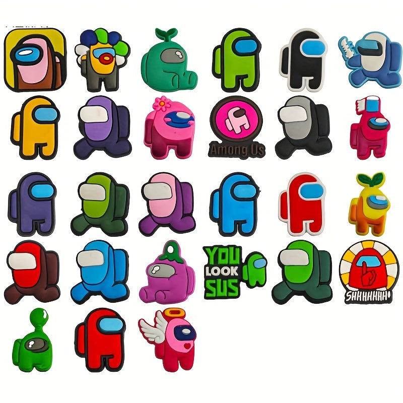 27pcs Cartoon PVC Shoe Charms For Clogs Bubble Slides Sandals Bracelet