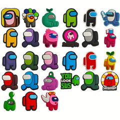 27pcs Cartoon PVC Shoe Charms For Clogs Bubble Slides Sandals Bracelet