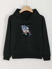 Girls Cartoon Monster Pattern Hooded Sweatshirt