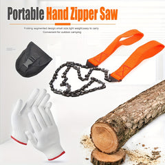 Pocket Chainsaw & Gloves Portable Survival Saw Folding Hand Saw