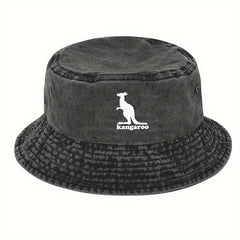 Kangaroo Patterned Fishing Cap Sunshade Bucket Hat for Outdoor Activities