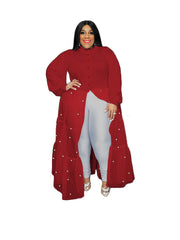 Rhinestone Button Front Maxi Dress