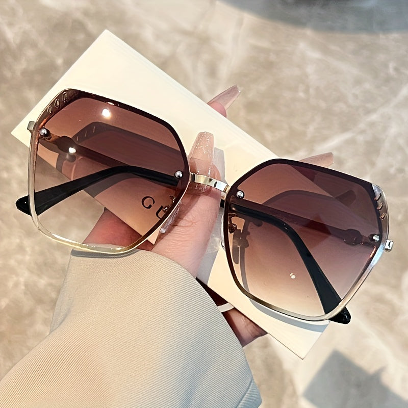 Rimless Gradient Sunglasses UV400 Protection Metal Sun Shades