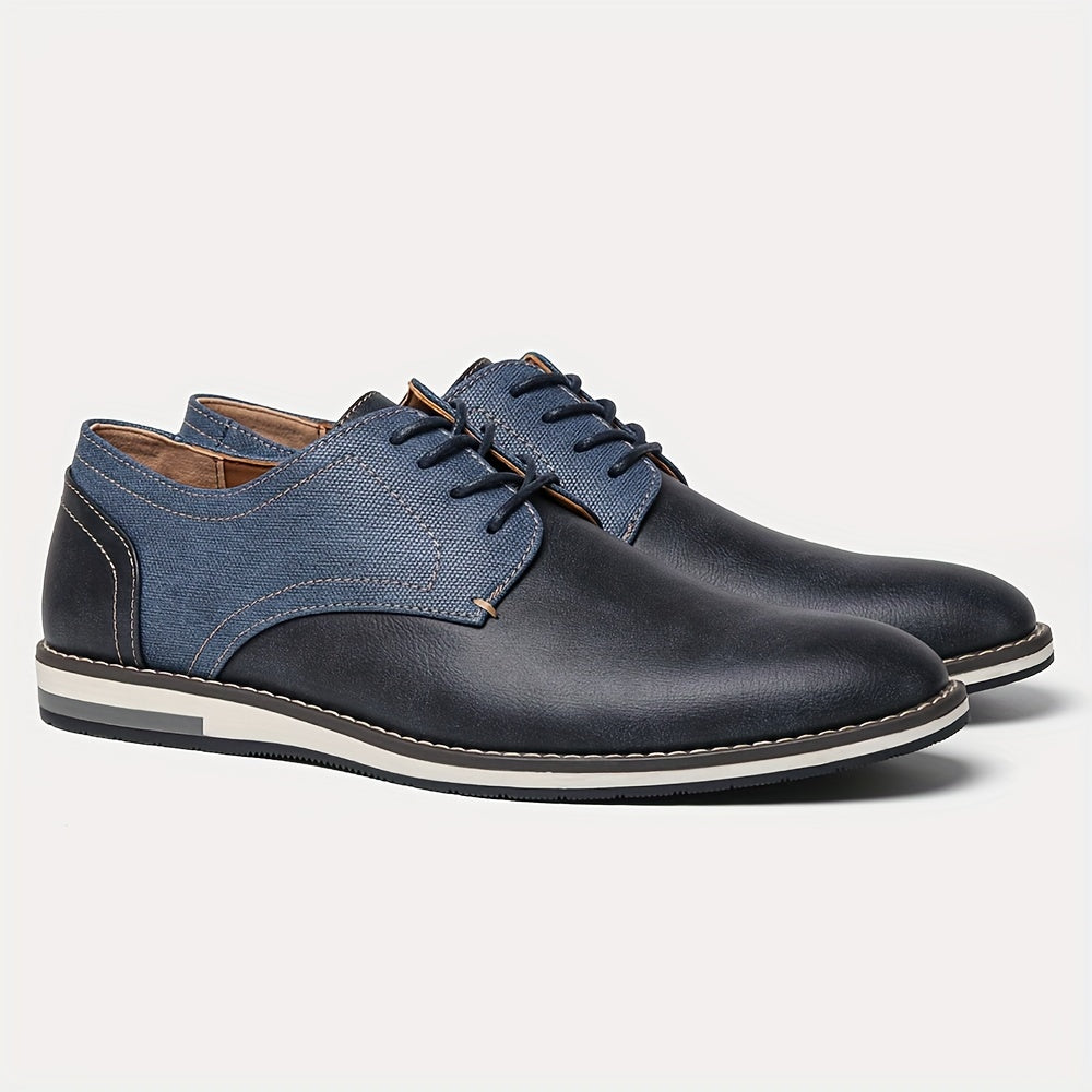Men's PU Leather Derby Shoes Lace-up Front Formal Business Dress Shoes