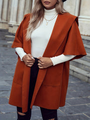 Vintage Hooded Coat with Pockets Women's Outerwear