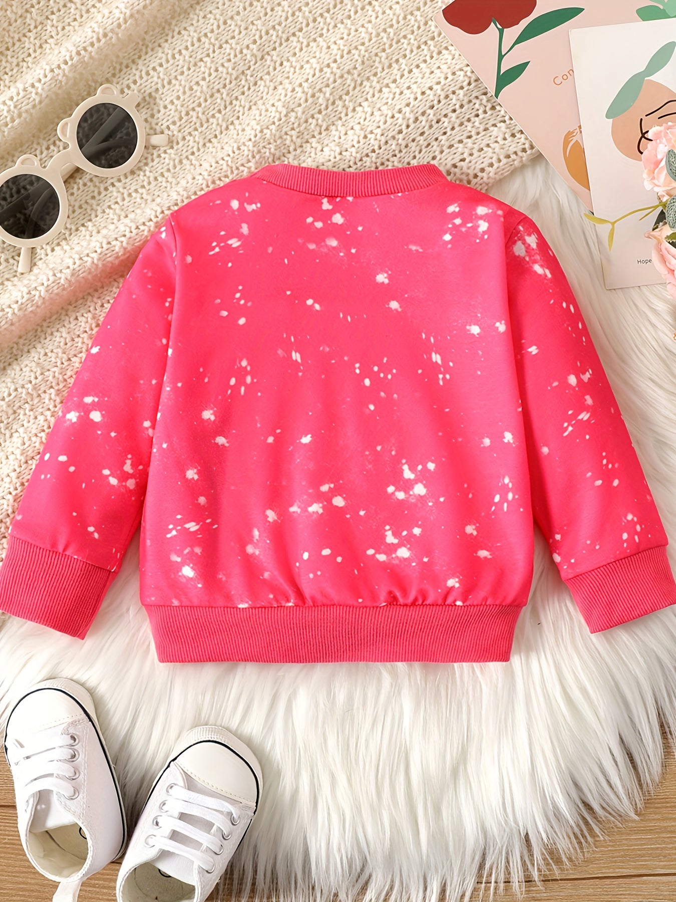 Cartoon Print Pink Pullover Top for Baby Girl