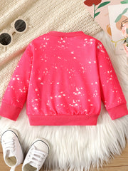 Cartoon Print Pink Pullover Top for Baby Girl