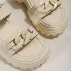 Women's Chain Decor Sports Sandals Thick Sole Hook & Loop Fastener