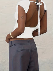 Backless Slim Top Sexy Solid Tie Back Sleeveless Top