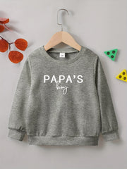 PAPA'S BOY Letter Print Boys Casual Pullover Sweatshirt