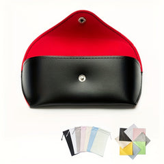 Snap Button Glasses Case Retro PU Leather Sunglasses Reading Glasses Storage Bag