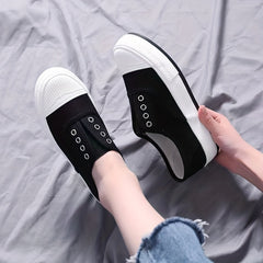 Women's Colorblock Canvas Slip-On Shoes Lightweight Outdoor Comfy Shoes
