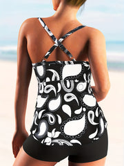 Women's Plus Paisley Print Crisscross Tankini Set