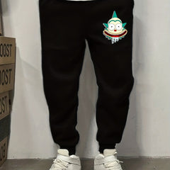 Cartoon Pattern Print Men's Sweatpants with Drawstring Jogger Pants