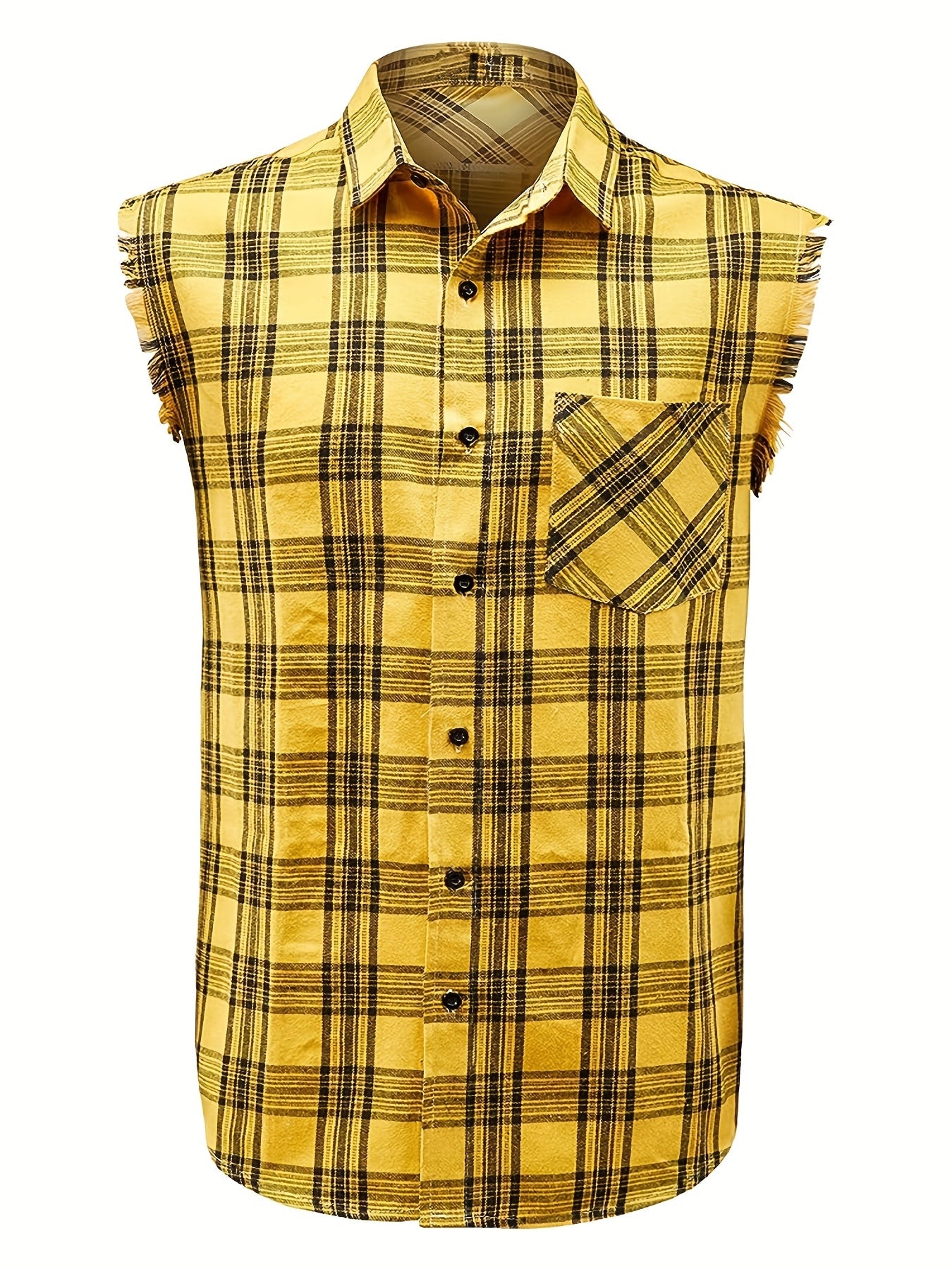 Plaid Print Sleeveless Shirt for Summer