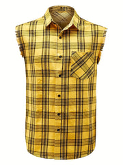 Plaid Print Sleeveless Shirt for Summer