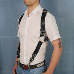 Men's Punk Suspenders Waist Belt Leather Belt