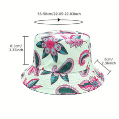 Boho Paisley Print Bucket Hat Reversible Lightweight Basin Hat
