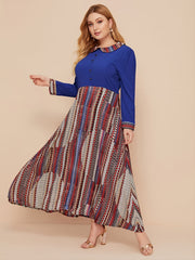 Contrast Lapel Maxi Dress Plus Size