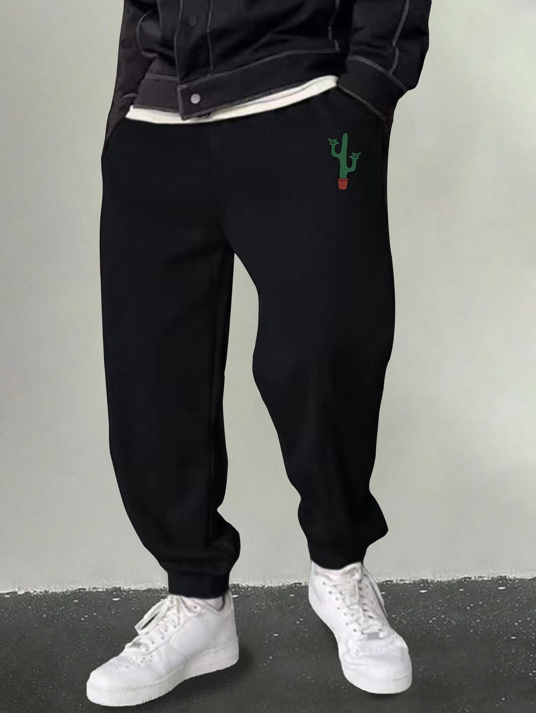 Men's Cactus Print Joggers Stretch Sweatpants