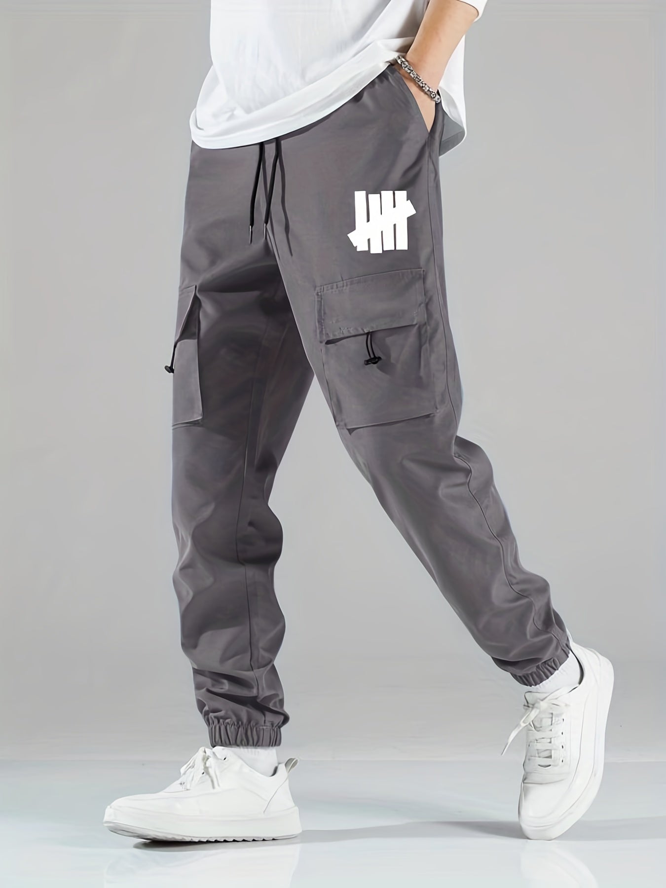 Fence Print Cargo Pants Men s Flap Pocket Trousers Loose Casual Outdoor Pants