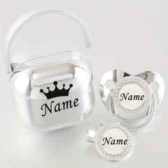 Personalized Baby Pacifier Set with Name, Box & Clip