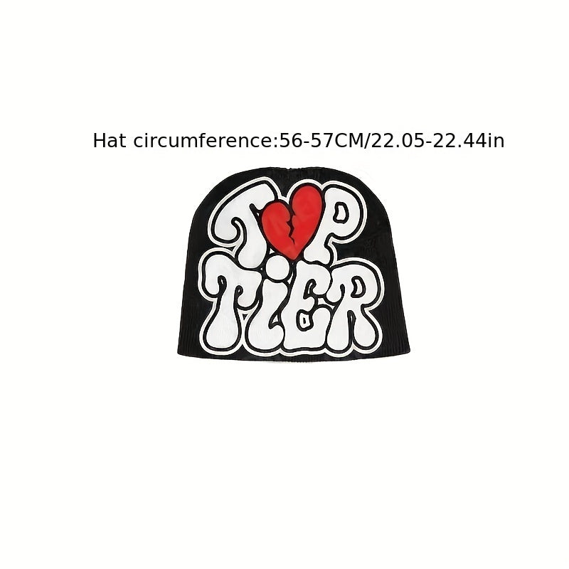 Y2K Candy Knit Beanie Hat Hip Hop Letter Jacquard Warm Cap