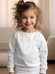 Girls Heart Pattern Crew Neck Sweatshirt For Spring Fall Christmas Gift