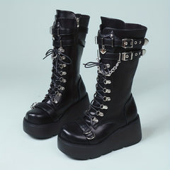 Women's Chunky Heel Lace-Up Boots