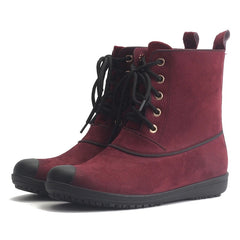 Women's Lace-Up Short Rain Boots Waterproof Non-Slip Shoes