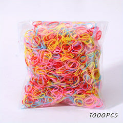 1000pcs Girls Mini Elastic Disposable Colorful Hair Ties Set