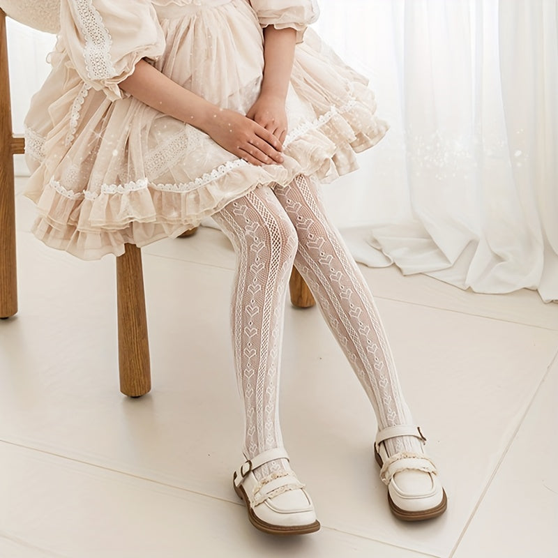 Girls Heart Lace Pantyhose Stocking Socks For Kids