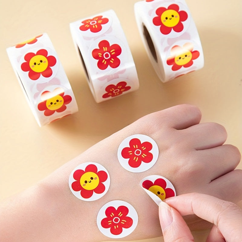 500pcs Little Red Flower Sticker Roll Self Adhesive 2 1 0inch