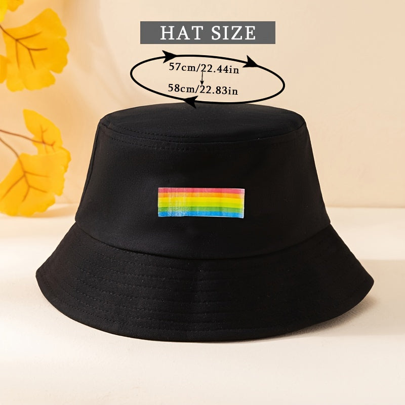 Rainbow Stripe Print Bucket Hat Sunshade Casual Fisherman Hat LGBT Pride