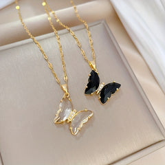 Girl Butterfly Pendant Necklace Micro Inlaid Zircon Women's Jewelry