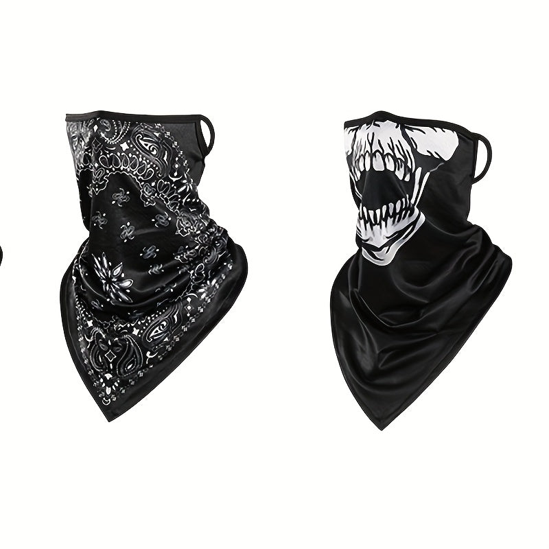 2pcs Ice Slicky Fiber Fabric Face Mask Triangle Scarf Headscarves Sun Protection